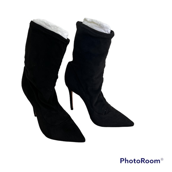 Schutz Mislane Sock Stiletto Booties in Black Suede Womens Size 6.5 - Picture 3 of 8
